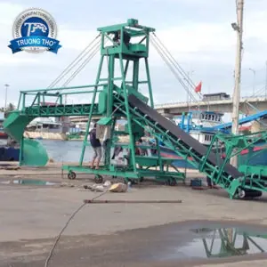Băng tải cầu cảng nâng hạ tải bao