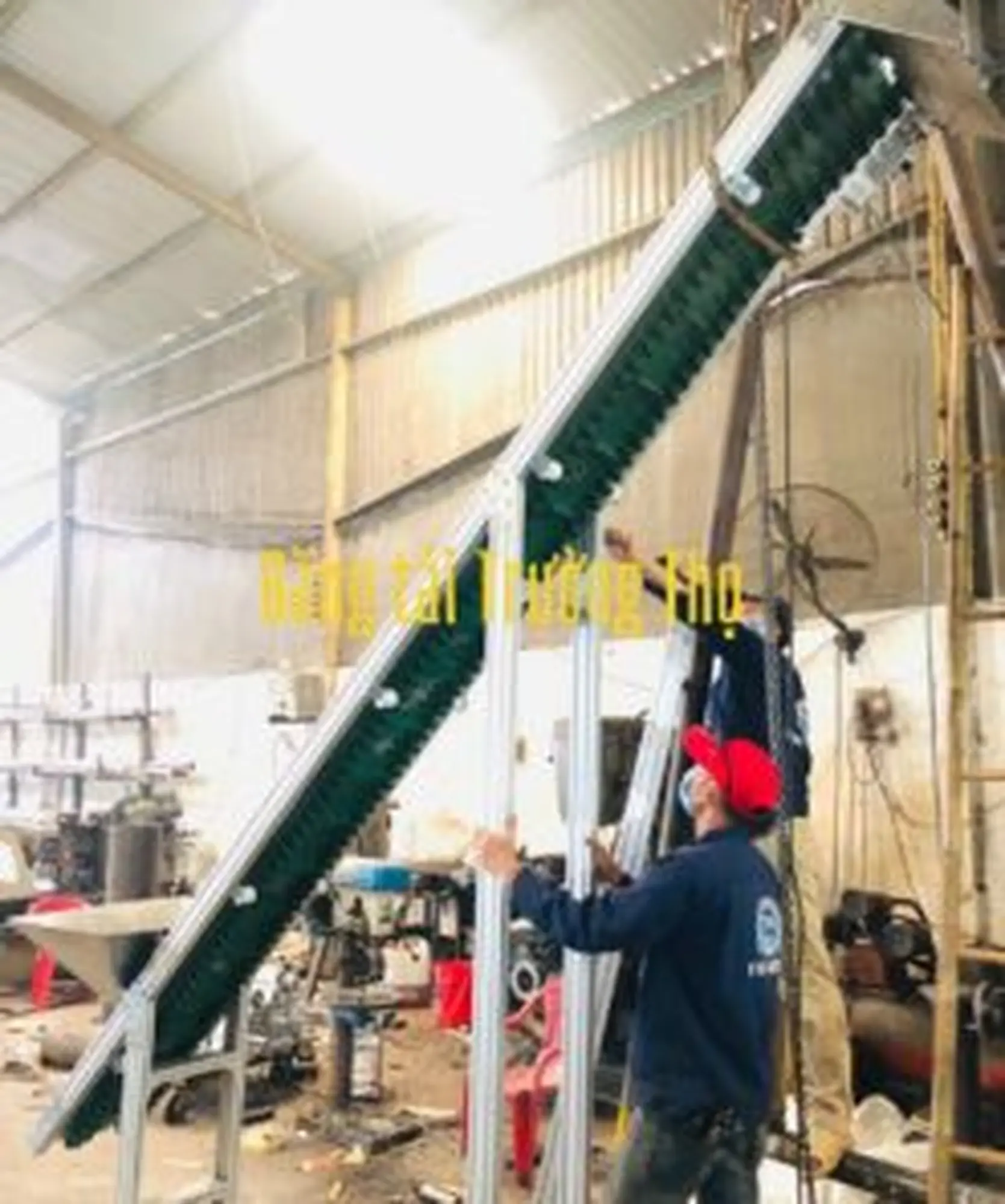 Băng tải cấp liệu pvc gân bèo