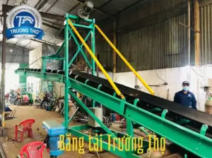 Hệ thống băng tải cao su nâng hạ 14m B600