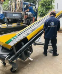 Băng tải cấp liệu viên gỗ nén