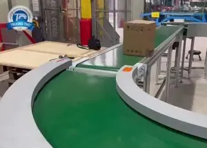 hệ thống băng tải pvc góc cong